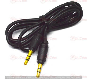 

05-02-116. Шнур 3,5 AUX стерео (штекер - штекер), gold pin, диам.-3мм, чёрный, 1м