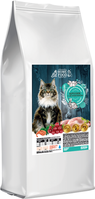 

Сухий корм для дорослих стерилізованих котів Home Food кролик з журавлиною, 10 кг