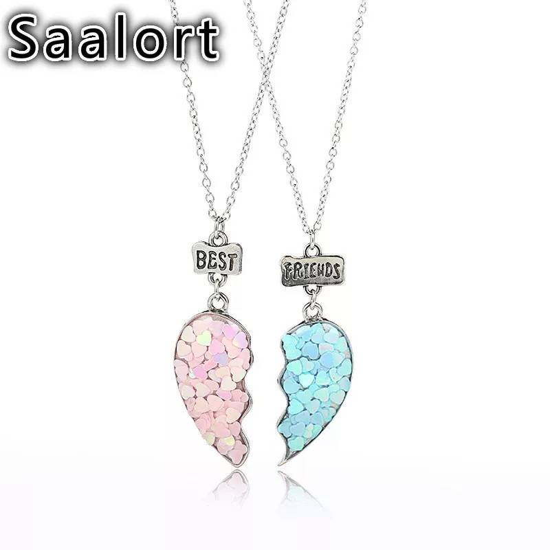 

Двойные кулоны Best friends друзья кулоны для двоих друзей сердце пара