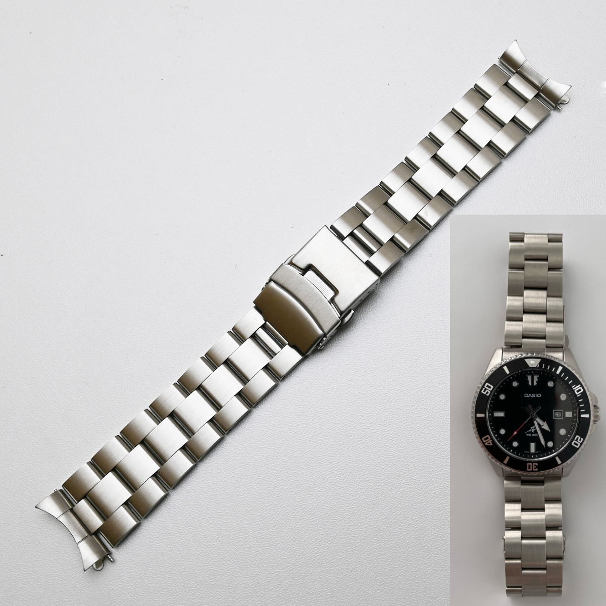 

Браслет для часов Casio MDV-106 из нержавеющей стали, крепление полумесяц