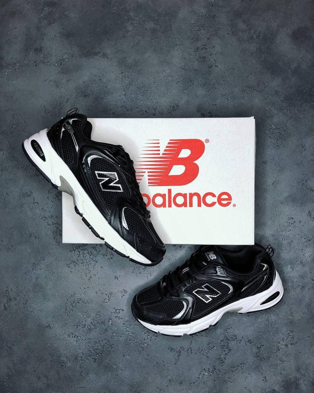 

Мужские кроссовки в стиле New Balance 530, Нью Бэлэнс 530 черно-белые, Черно-белый