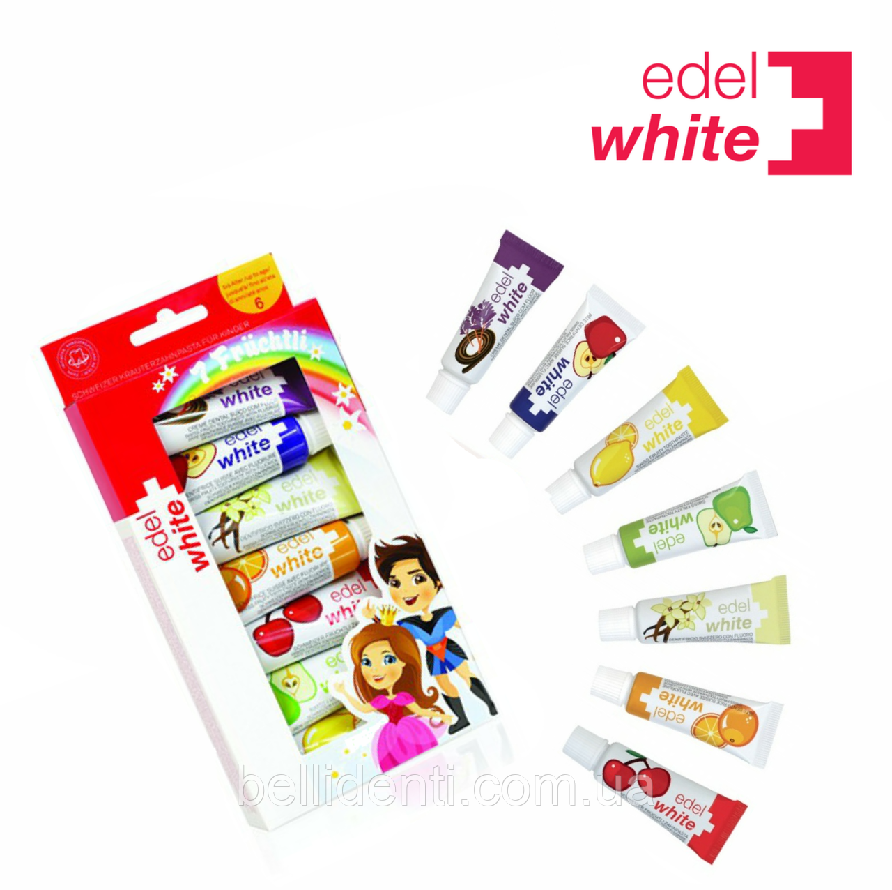 

Детская зубная паста Edel+White 7 фруктов (набор 7 паст по 9,3 мл)