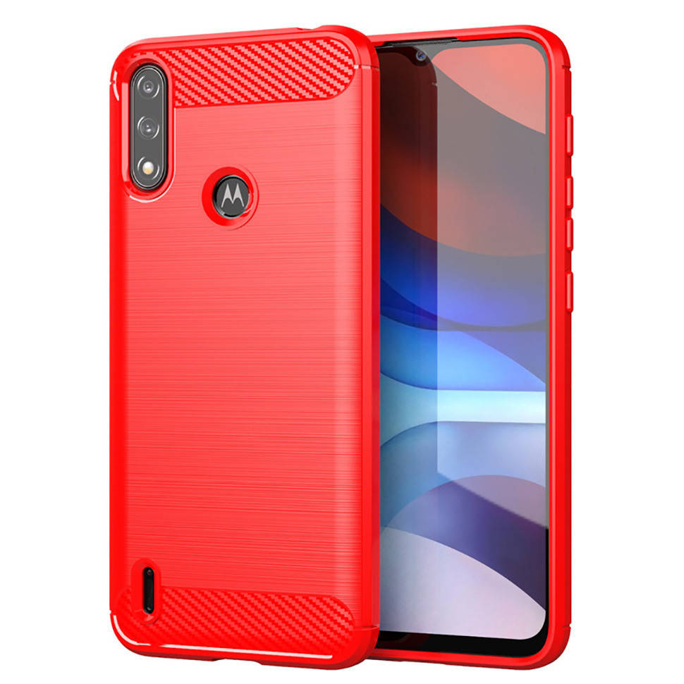 

Чехол Lenuo Carbon Fiber для Motorola E7 Power / E7i Power Red, Красный