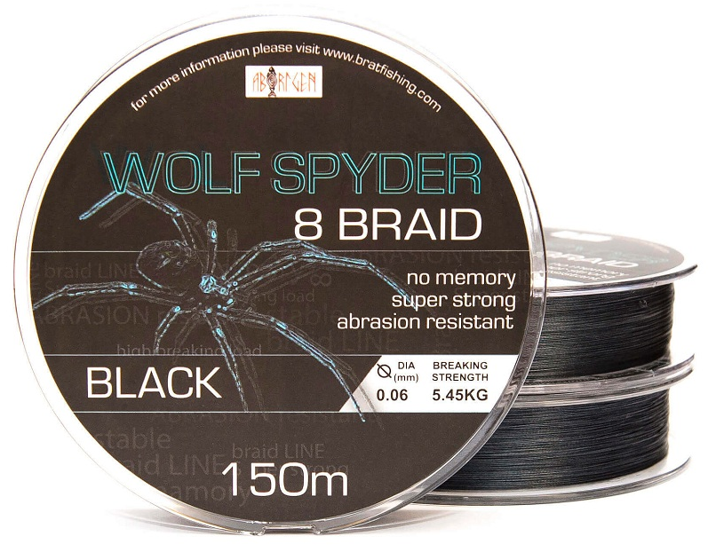 

Шнур Bratfishing ABORIGEN WOLF SPYDER 8 BRAID черный 150м /от 0.05 до 0.28 мм