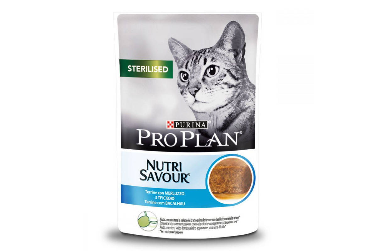 

Влажный корм для кошек Purina Pro Plan Cat Nutrisavour Sterilised мусс с треской, 85 г.