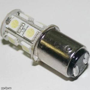 

LED лампочка белая стоп 2 спирали BAY15D АВТО 13