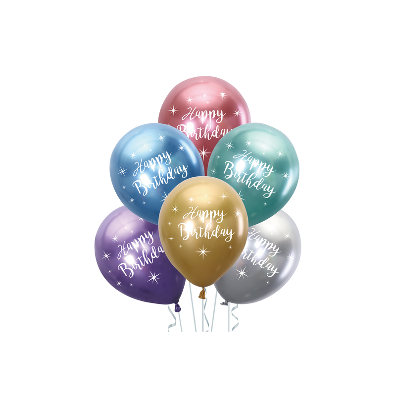

Набор воздушных шариков Happy Birthday хром 6шт/уп 400826