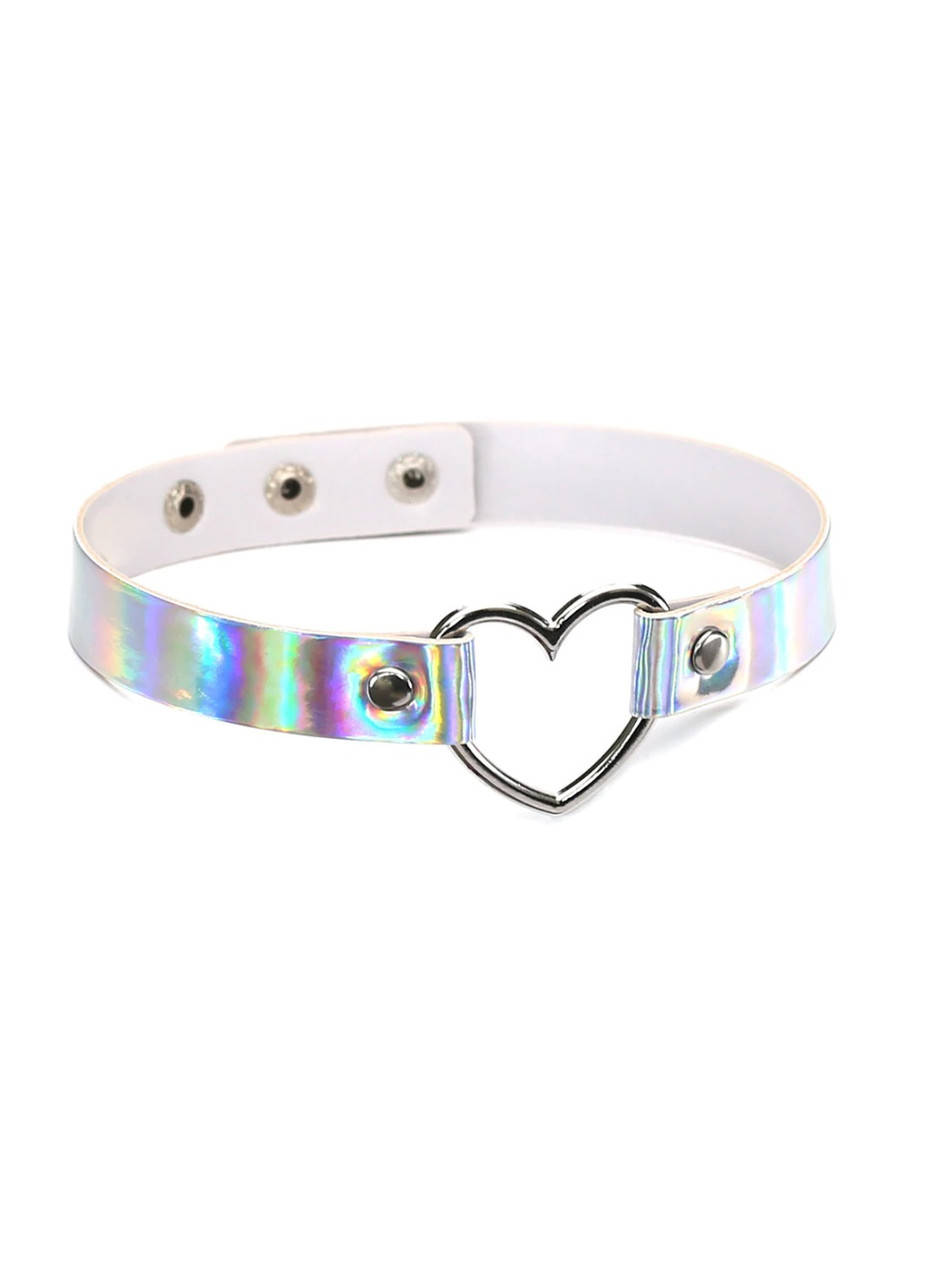 

Блестящий чокер с сердцем серебряный ТБ-172