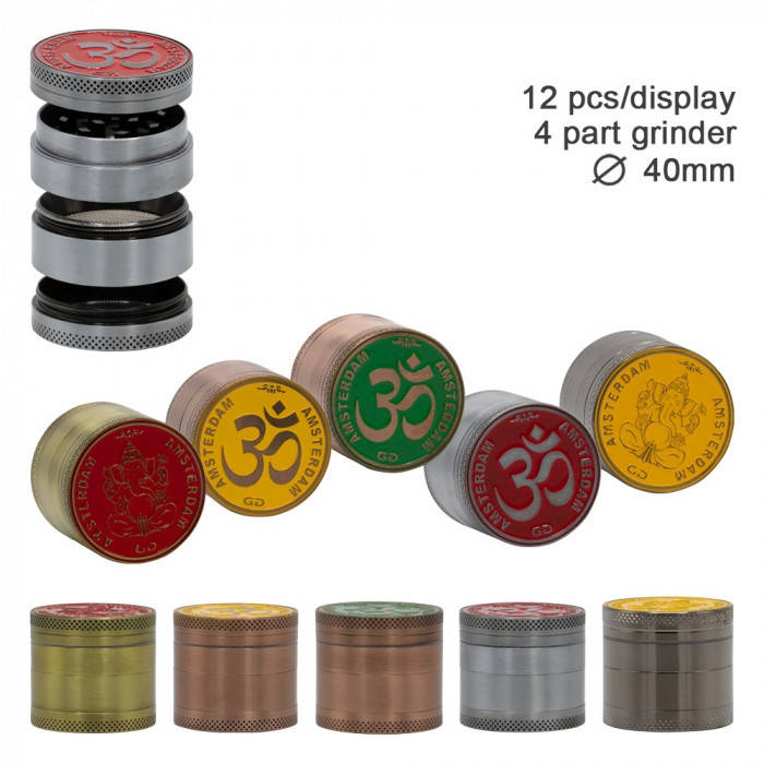 

Гриндер Grace Glass Amsterdam with Ganash and Om logo 4part-40mm
