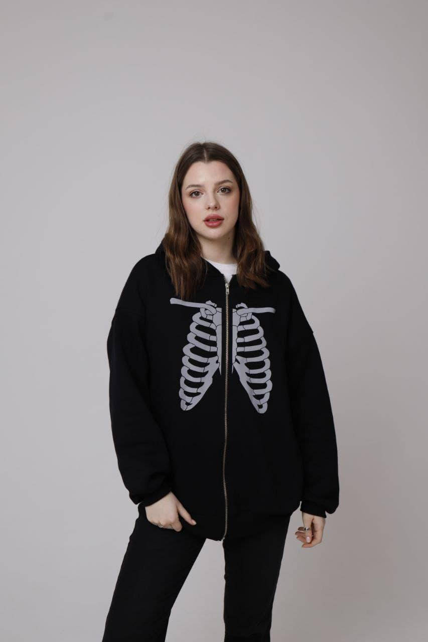 

Худи оверсайз унисекс Taboo Kyiv Bones Reflective Black, Черный