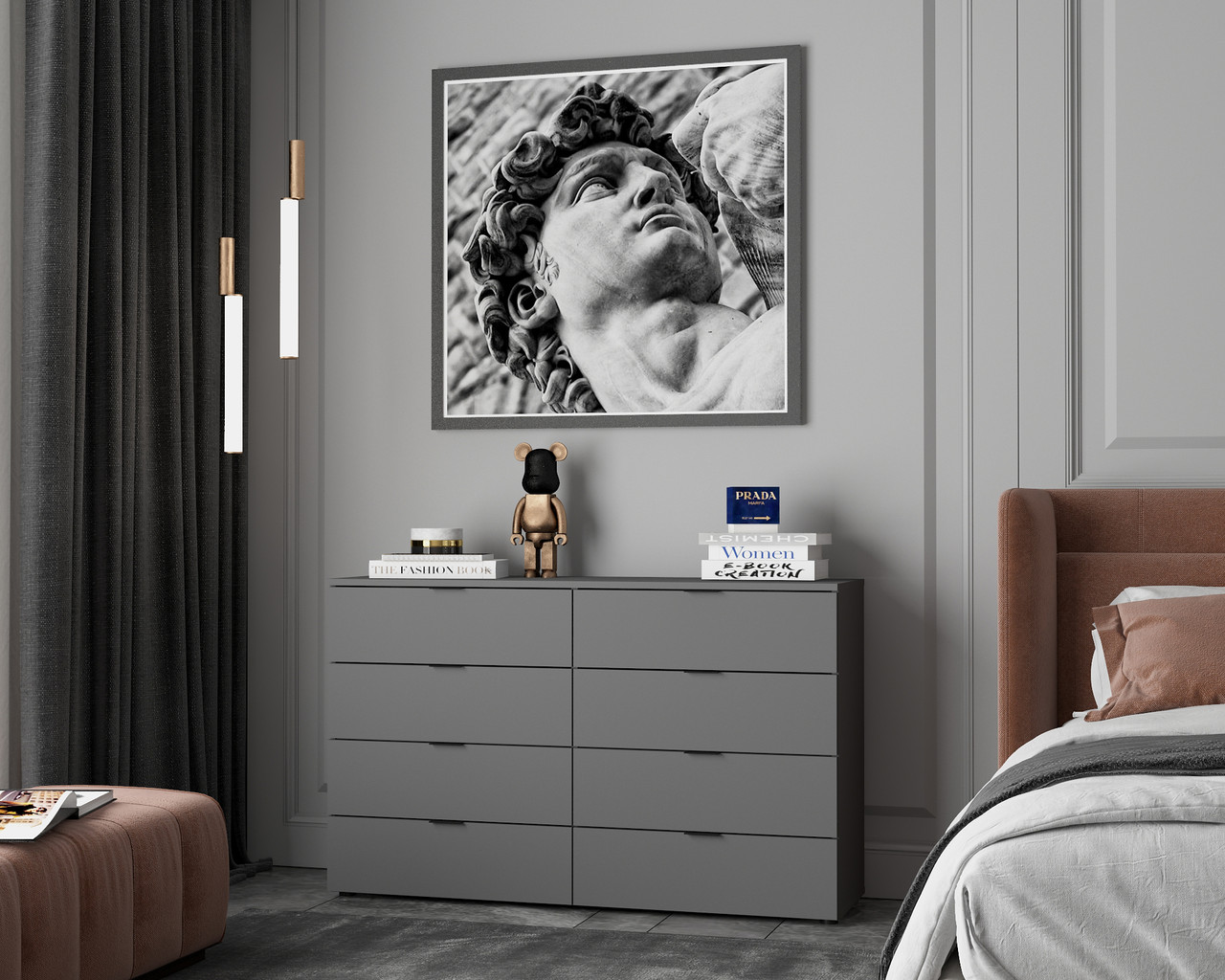 Комод Doros Рон 8 Графіт 8 Шухлядок 130х38х81 (41516173) 2