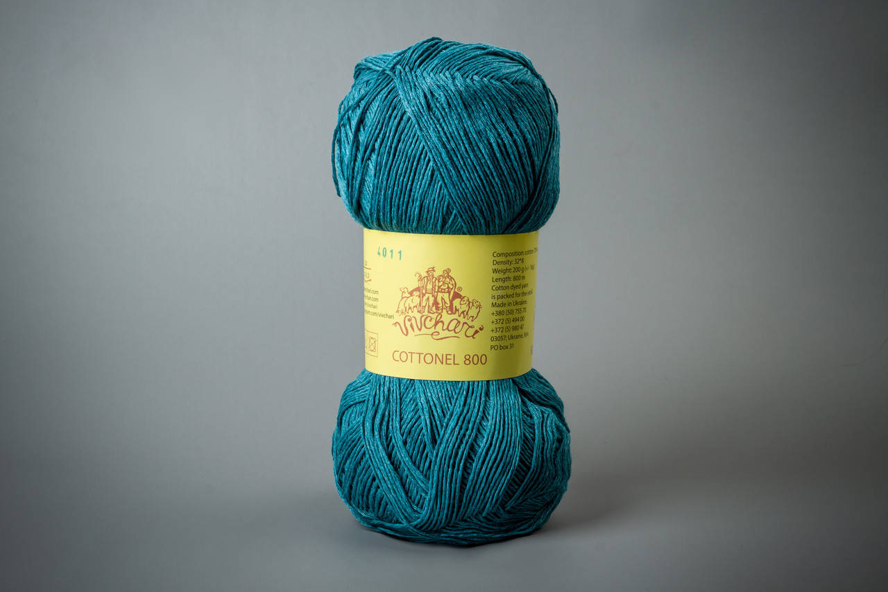 

Пряжа хлопковая Vivchari Cottonel 800, Color No.4011 морская волна