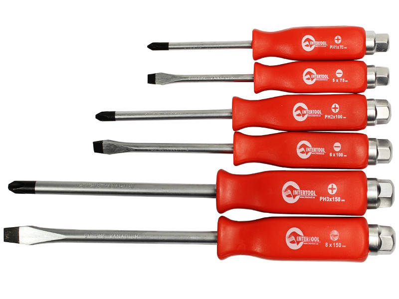 

Intertool HT-0403 Набор ударных отверток 6 предметов Набір викруток
