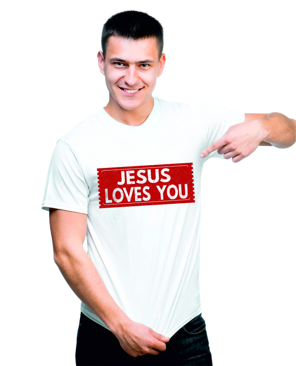 

Чоловіча футболка "Jesus loves you", Белый