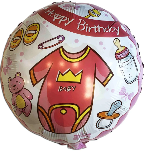 

Фольгированный круг с рисунком 18"(45см) "Happy Birthday Baby girl", Китай