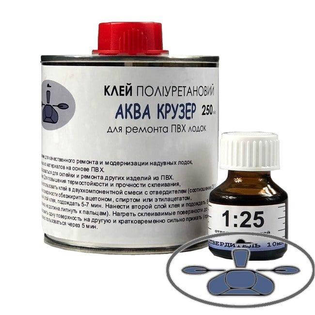 

Клей Аква Крузер для ПВХ лодок, 250 мл, двухкомпонентный полиуретановый для ремонта надувной лодки ПВХ в банке
