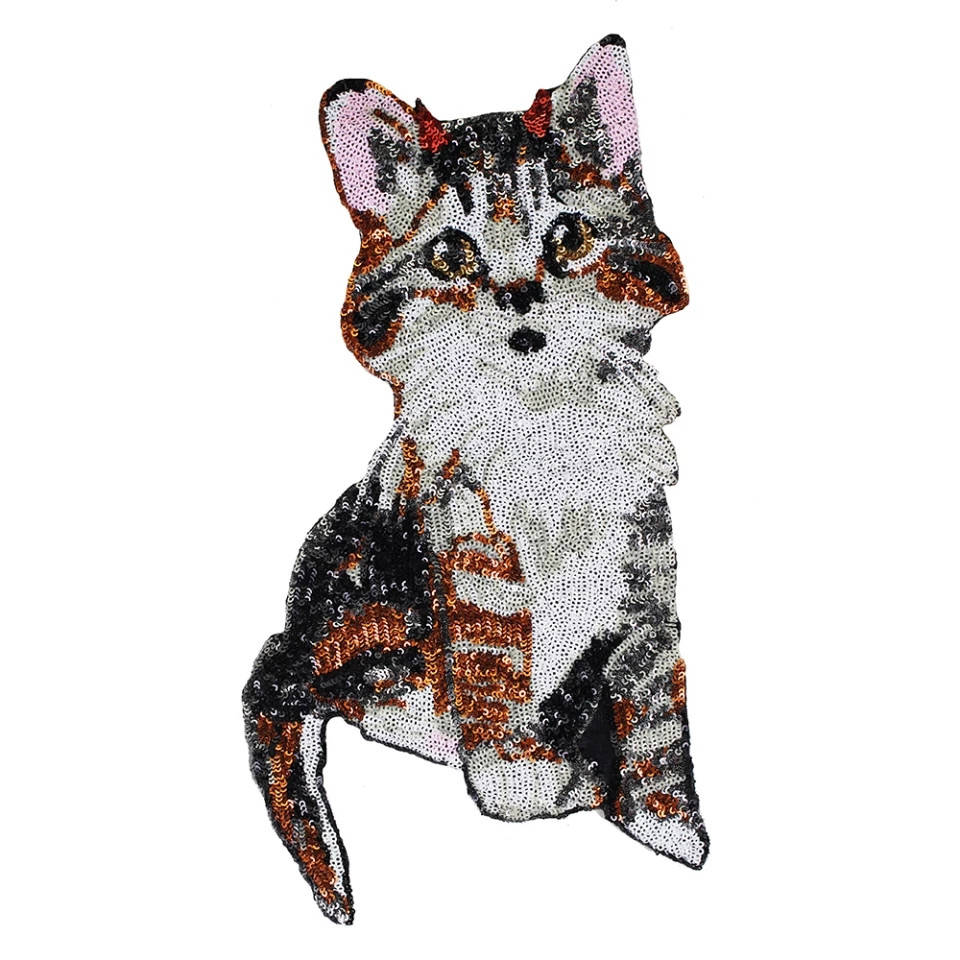 

Нашивка Кот3Д с паетками, Разные цвета