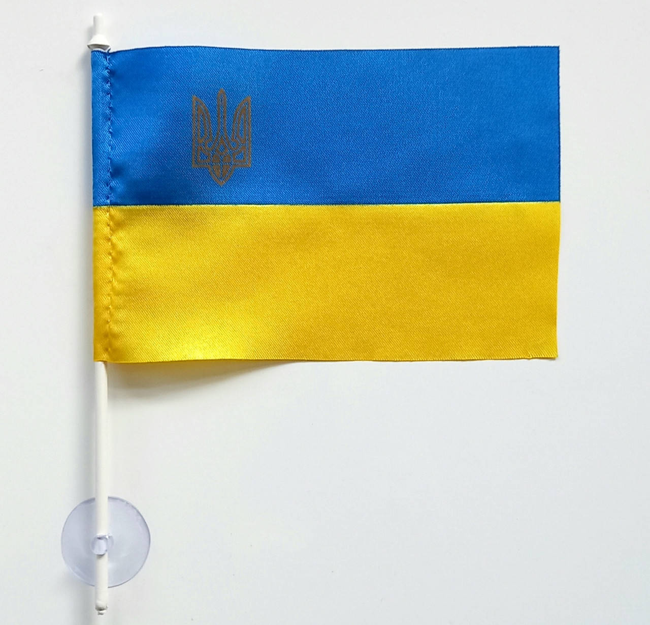 

Флажок Украины (прапорець) в машину с присоской , атлас , 12х18 см.