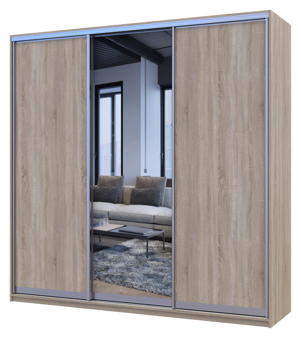 Шафа купе Doros Сіті Лайт Дуб сонома 2 ДСП / 1 дзеркало 225х60х225 (42002135) 3