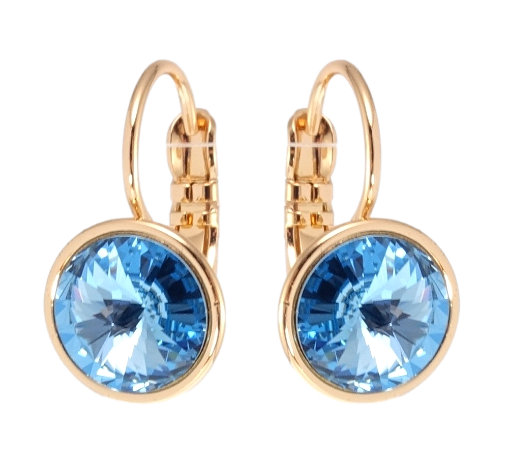 

Серьги Xuping Позолота 18K с кр-ми Swarovski французский замок "Кристаллы Aquamarine" ø 10мм