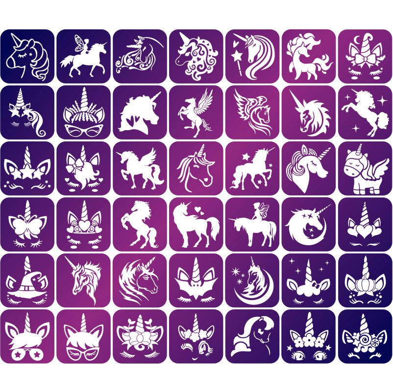 

Набор трафаретов Magic Tattoo для блеск тату, био тату хной, 6х6 см, 42 шт.