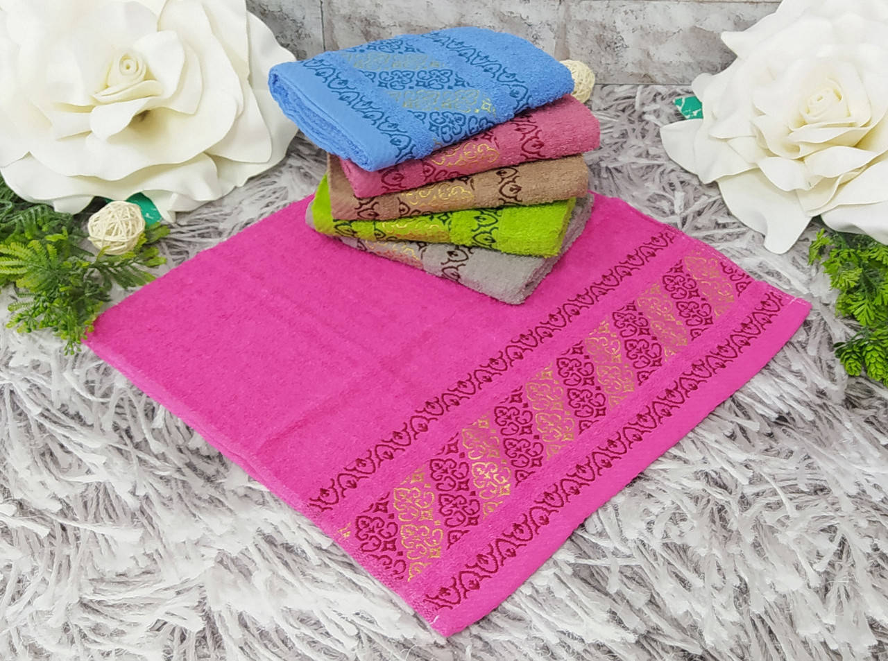 

Полотенце лицевое 90x45 см размер махра 61-17, Разные цвета