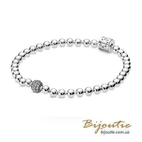 

Серебряный Браслет Пандора СФЕРЫ И PAVE #598342CZ 19