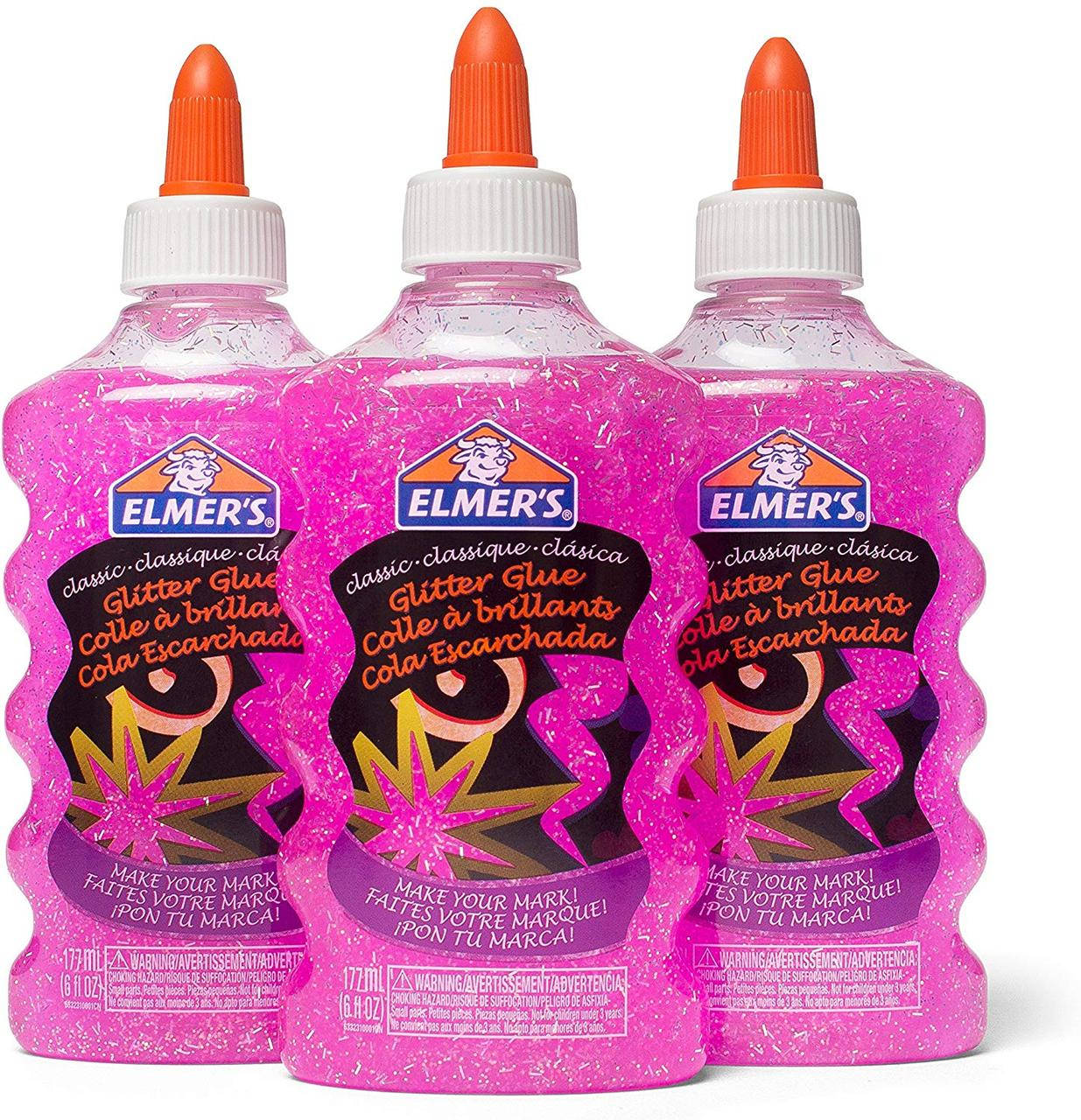 

НАБОР 3 Клея Элмерс для слайма, розовый с глиттером, всего 530 мл Elmer's glitter glue Pink. Оригинал из США