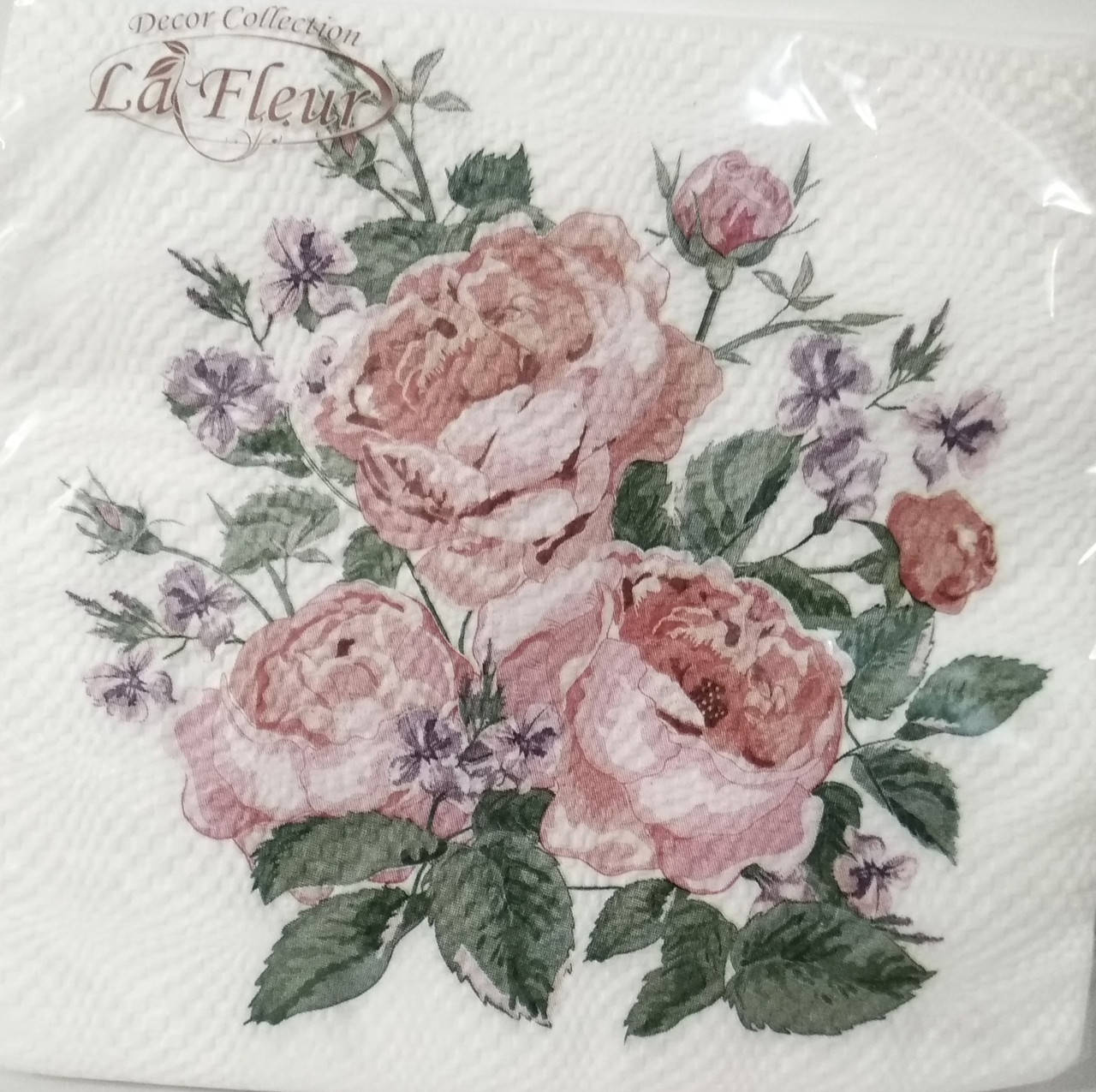 

Серветка ТМ"La Fleur"33*33, 2 шари, Ніжна композиція, Белый