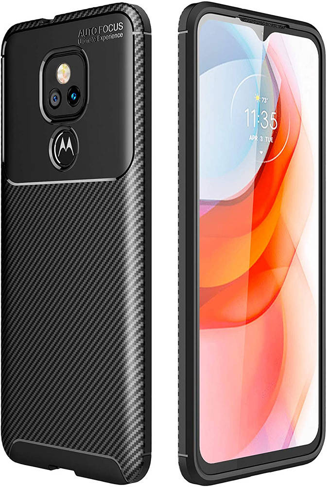 

Чехол накладка Autofocus Carbon Motorola E7 Plus (Моторола Е7 Плюс), Черный