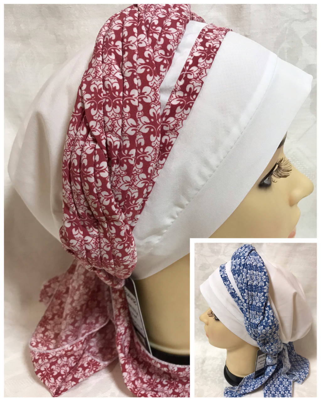 

Женская летняя бандана-шапка-косынка красная и голубая, Красный