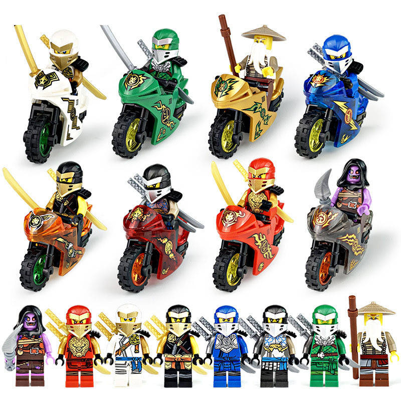 

Фигурки человечки ниндзяго Ninjago для лего lego на мотоциклах 8 штук