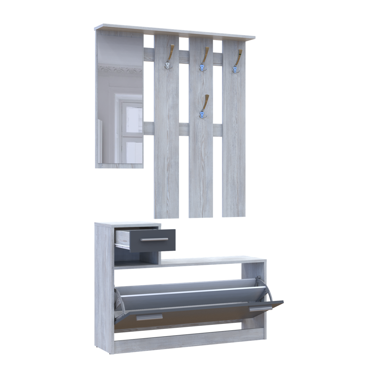 Передпокій Doros Alice Сосна Натті/Графіт 1 дзеркало 100х27х182.9 (44900365) 6