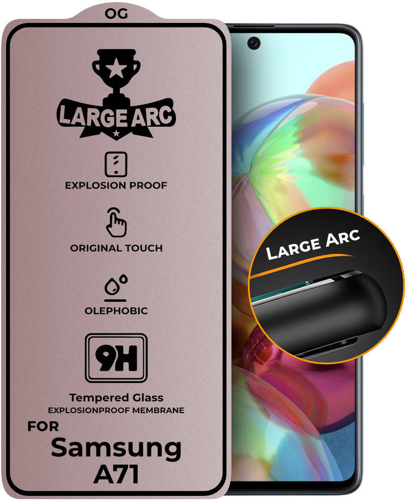 

Защитное стекло Large Arc Samsung Galaxy A71 A715 (Full Glue) (Самсунг Галакси А71)