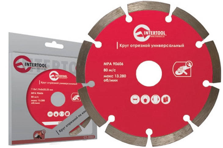 

Диск алмазный Intertool сегментный 115*7*22.23мм 22-24% CT-1006