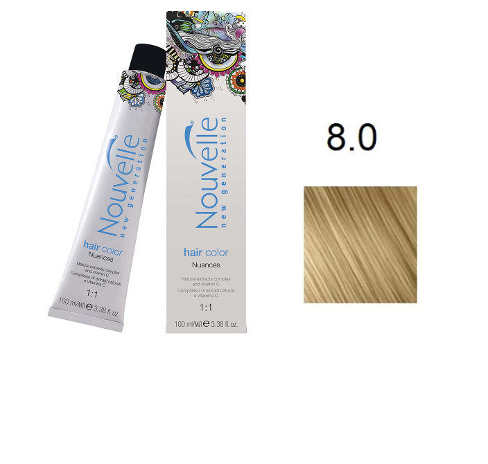 

Краска для волос Nouvelle Hair Color 8.0 насыщенный светло-русый 100 мл