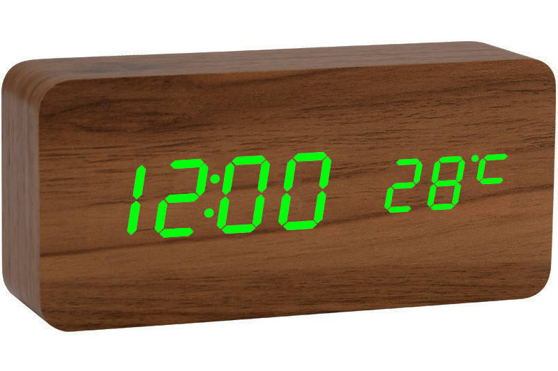 

Настольные часы VST-862 с термометром коричневое дерево (зеленая подсветка) (6770)