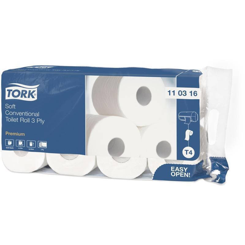 

Туалетная бумага TORK 8 рулонов трёхслойная мягкая 110316, Белый
