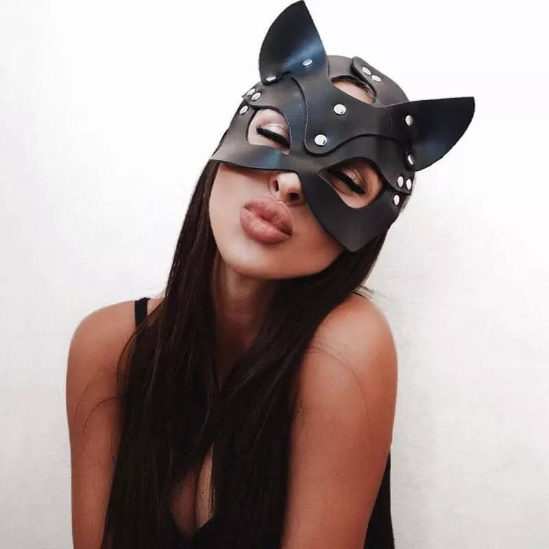 

Маска для лица эко кожа Кошка, Черный