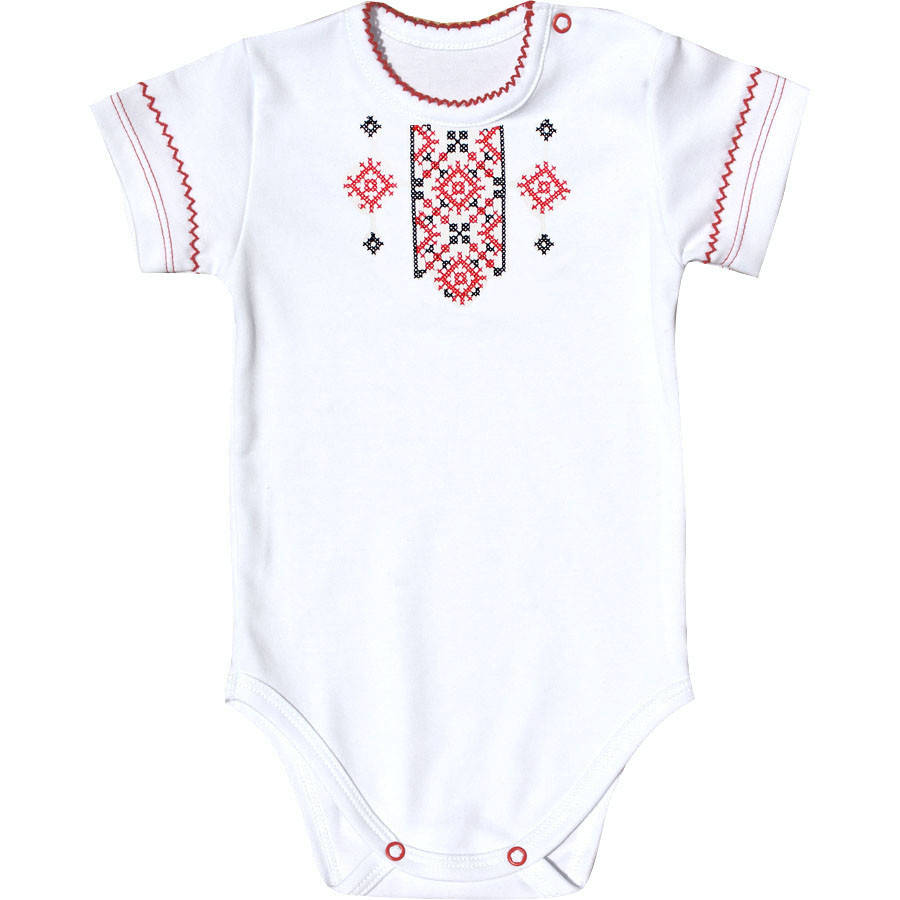 

Детские боди вышитые для новорожденных с коротким рукавом, красная вышивка крестиком, для девочки, Ладан