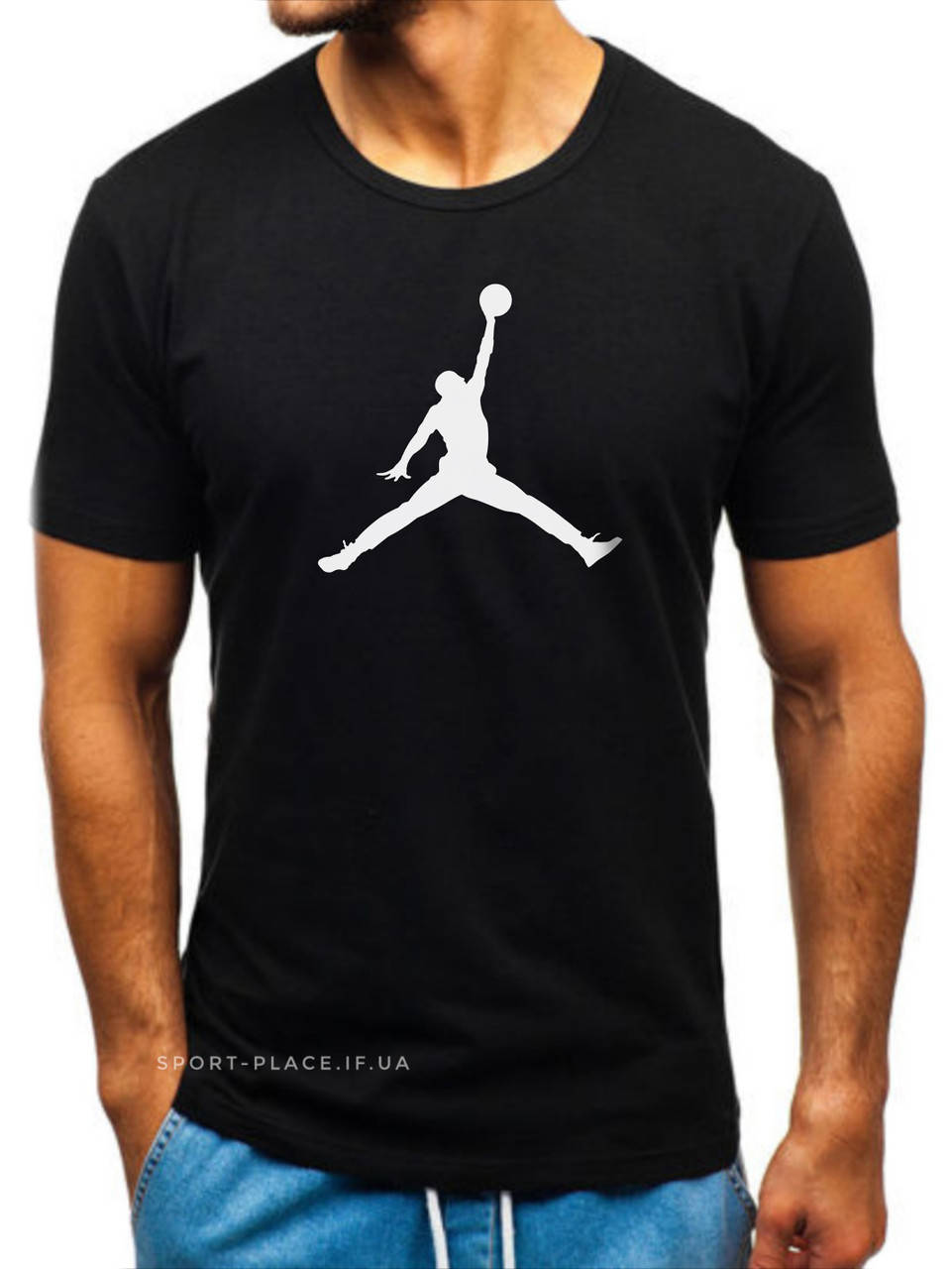 

Мужская футболка Jordan (Джордан) черная (большая эмблема) хлопок M, 48