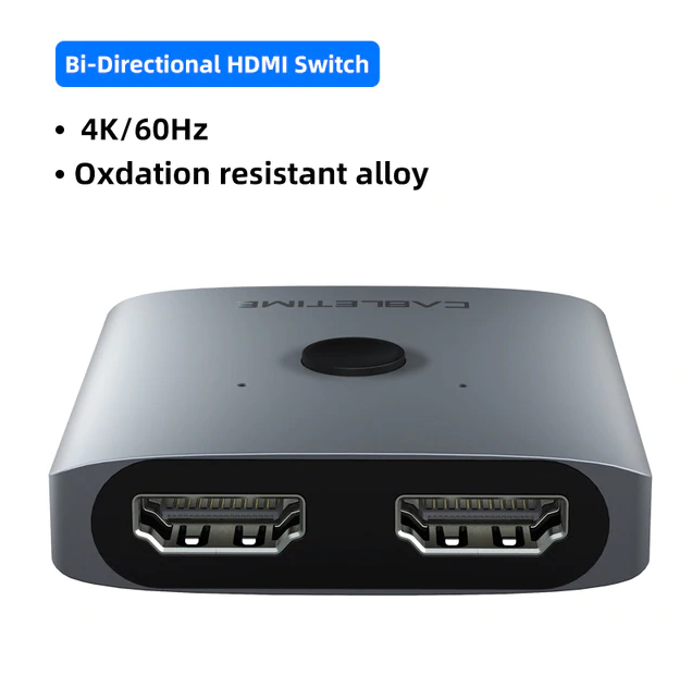 

Двунаправленный HDMI разветвитель переключатель (сплиттер) Cabletime C355, 4К 60Гц 1 на 2, 2 в 1