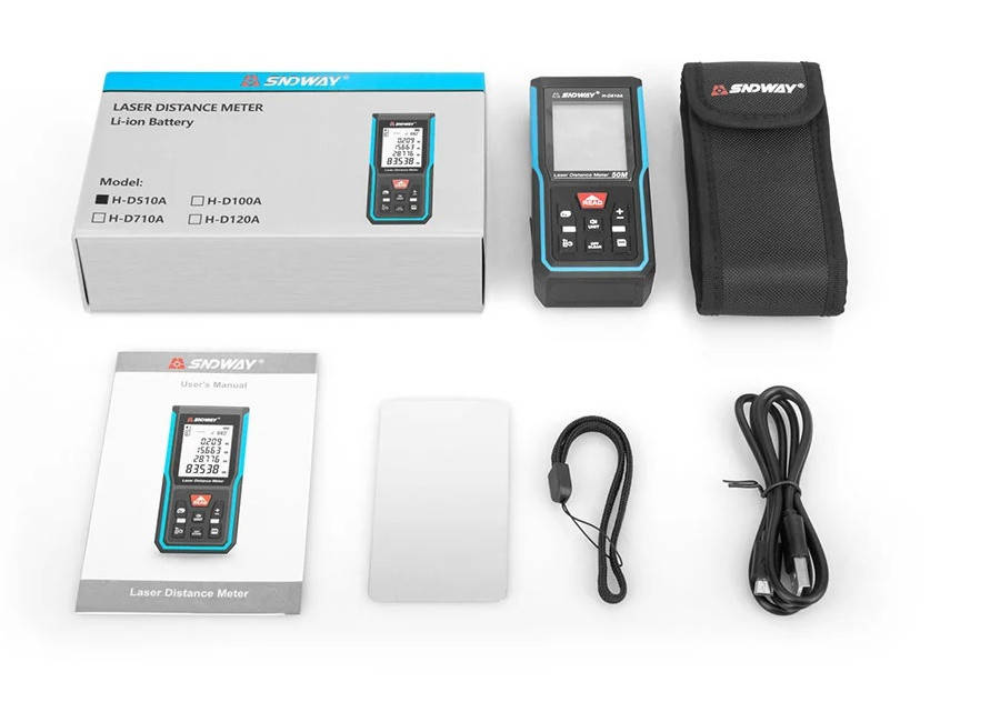 

Аккумуляторная лазерная рулетка SNDWAY H-D510A 50 метров