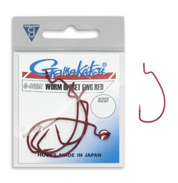 

Крючки офсетные Gamakatsu Worm Offset EWG Red №5/0 (4шт)