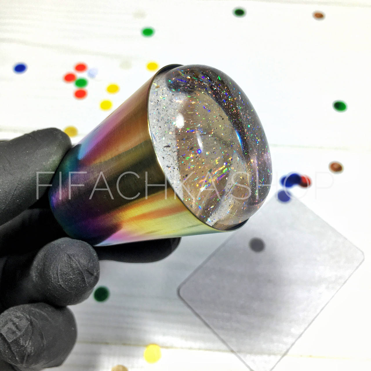 

Штамп для стемпинга односторонний силиконовый + 1 скрапер-пластина с узорами (хамелеон), Разные цвета