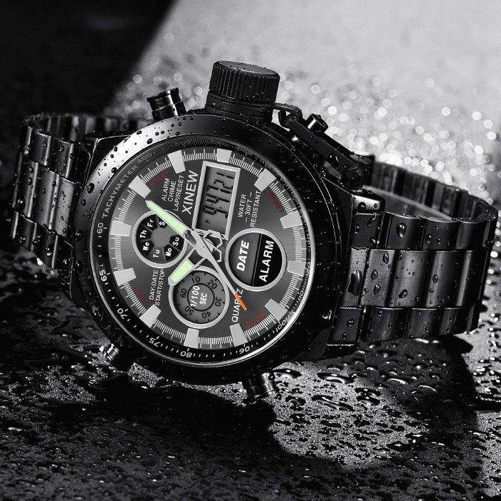 

Мужские военные часы AMST черные металлические противоударные АМСТ Black Original
