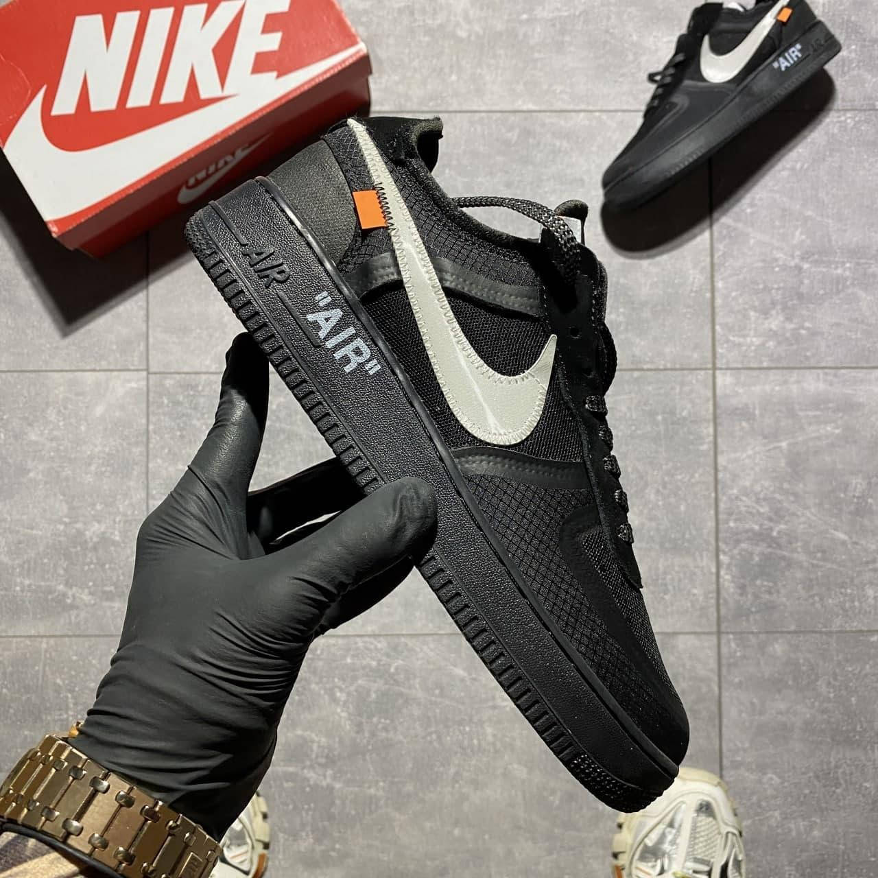 

Кроссовки мужские в стиле Nike Air Force 1 Off White BLACK, Черный