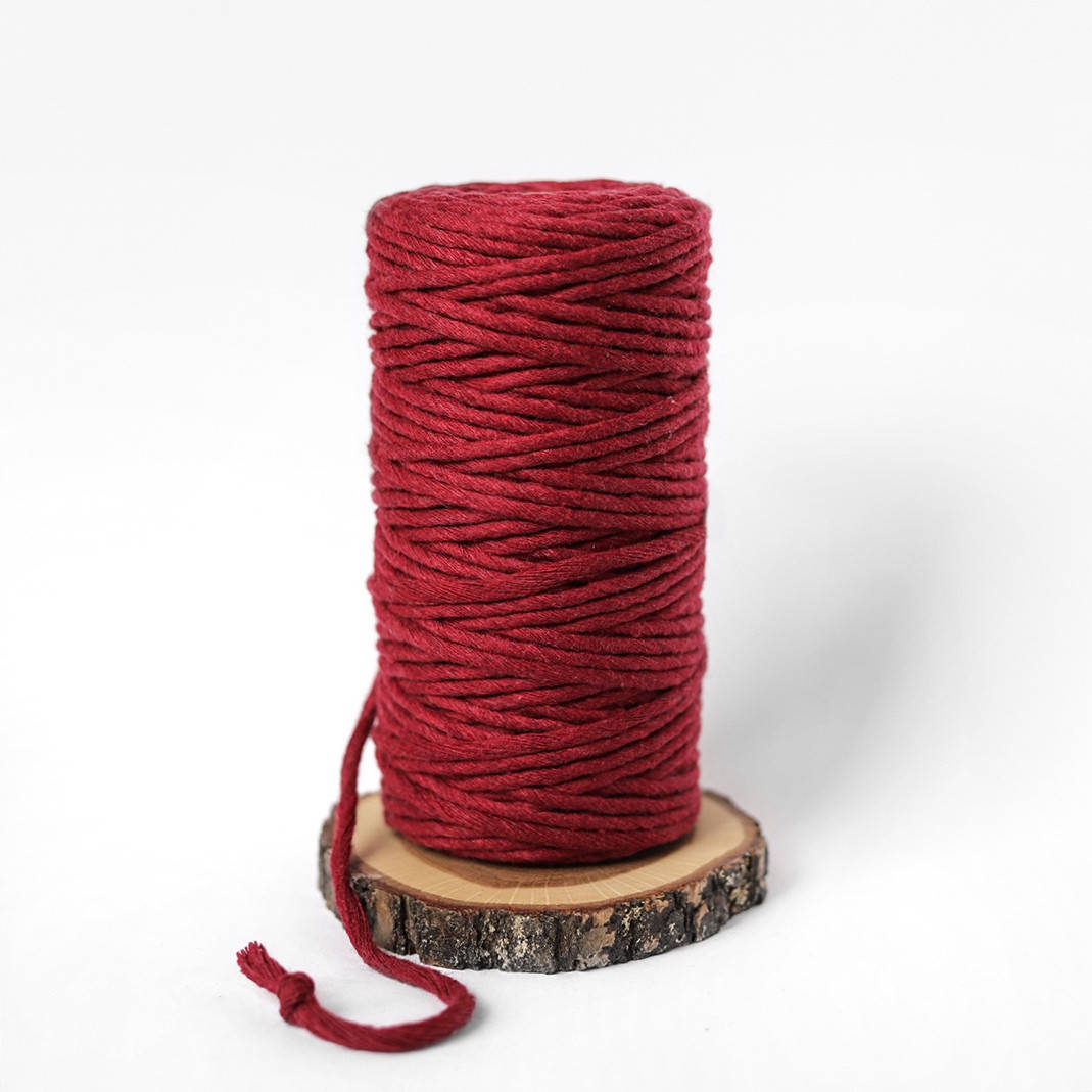 

Шнур макраме хлопковый 5мм Вишня (100м), Красный