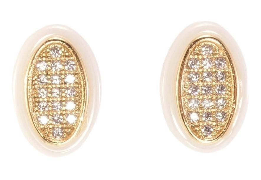 

Серьги Xuping Позолота 18K гвоздики (пусеты) "Овалы из белой керамики с цирконием"