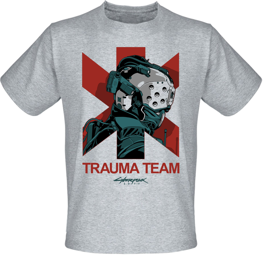 

Футболка Cyberpunk 2077 - Trauma Team (меланж) XL